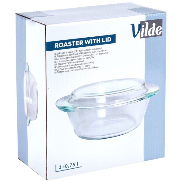 Жаростійке скляне посуд VILDE 259602, для запікання, комплект 2 л + 0.75 л з кришкою