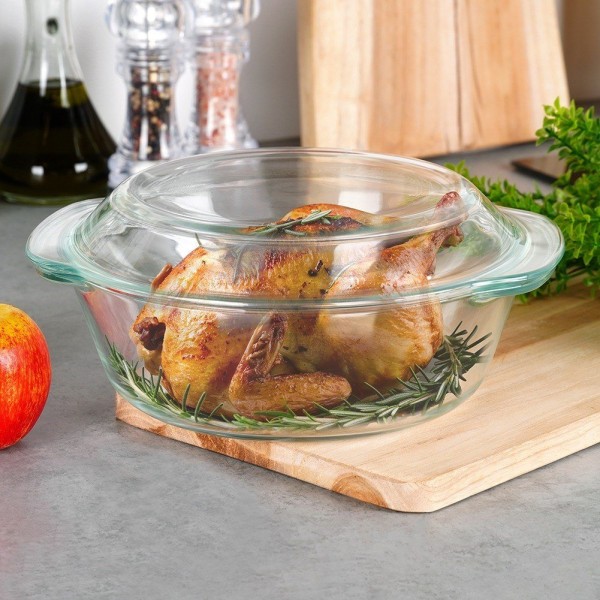 Жаростійке скляне посуд VILDE 259602, для запікання, комплект 2 л + 0.75 л з кришкою
