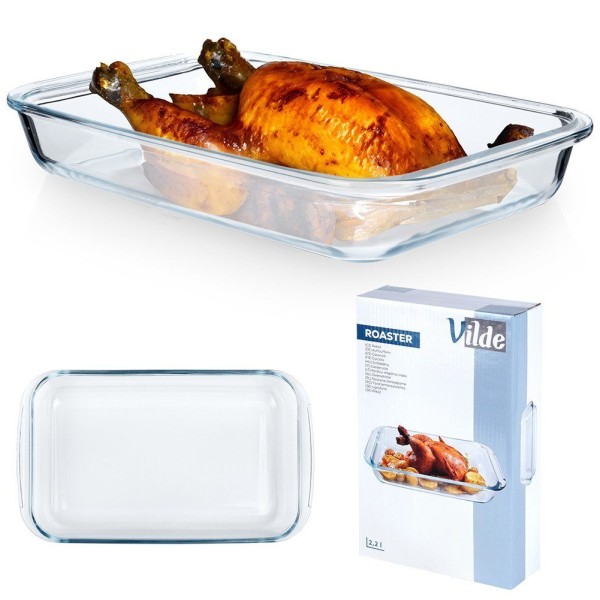 Жароміцне скляне Naczynie VILDE 259611 для запікання 34.5×20.5×5 см, 2.2 л (в духовці)