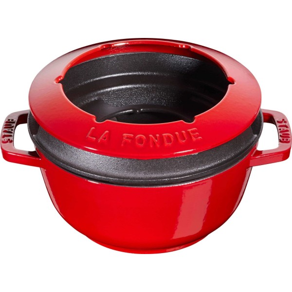 Zestaw do fondue Staub 18 cm czerwony – idealny do serów i czekolady