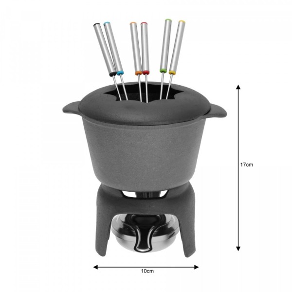Zestaw do fondue KiNGHOFF KH-1195 żeliwny dla 6 osób do domowego użytku