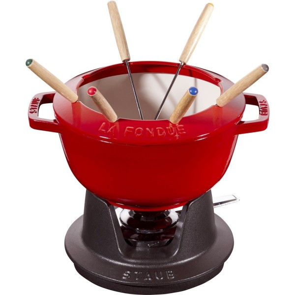 Zestaw do fondue Staub 20 cm czerwony do stołu