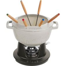 Zestaw do fondue Staub 20 cm truflowy - komplet do serwowania fondue w domu