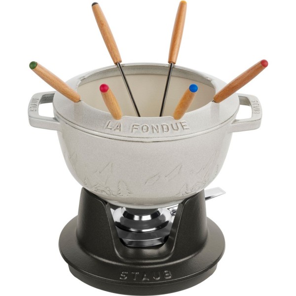 Zestaw do fondue Staub 20 cm truflowy - komplet do serwowania fondue w domu