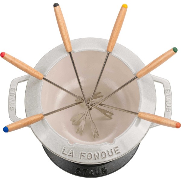 Zestaw do fondue Staub 20 cm truflowy - komplet do serwowania fondue w domu