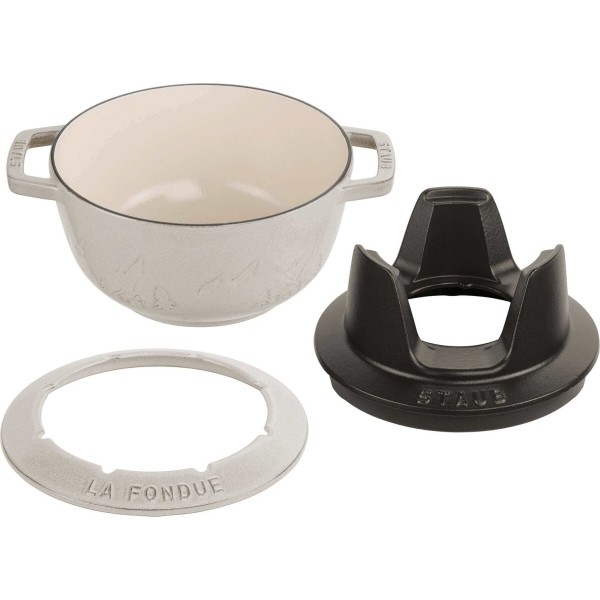 Zestaw do fondue Staub 20 cm truflowy - komplet do serwowania fondue w domu