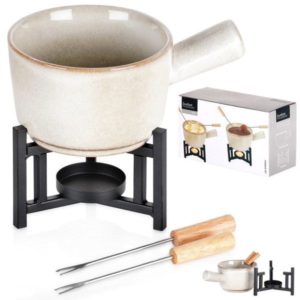 Zestaw do fondue Excellent Houseware 259693 porcelanowy kubek 450 ml 4 elementy