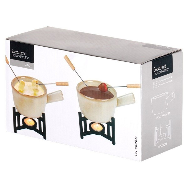 Zestaw do fondue Excellent Houseware 259693 porcelanowy kubek 450 ml 4 elementy