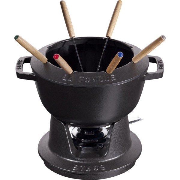 Zestaw do fondue Staub 20 cm czarny – idealny do romantycznych wieczorów i spotkań z przyjaciółmi