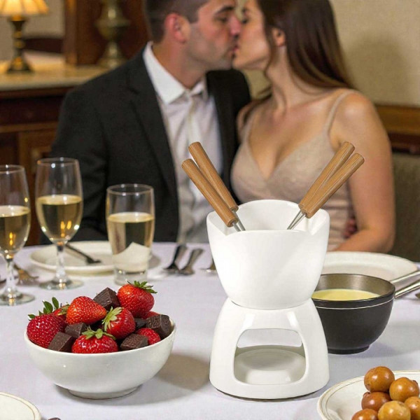 НАБІР ДЛЯ ШОКОЛАДНОГО ФОНДЮ + ВИДЕЛЬКИ BANQUET BIANCA