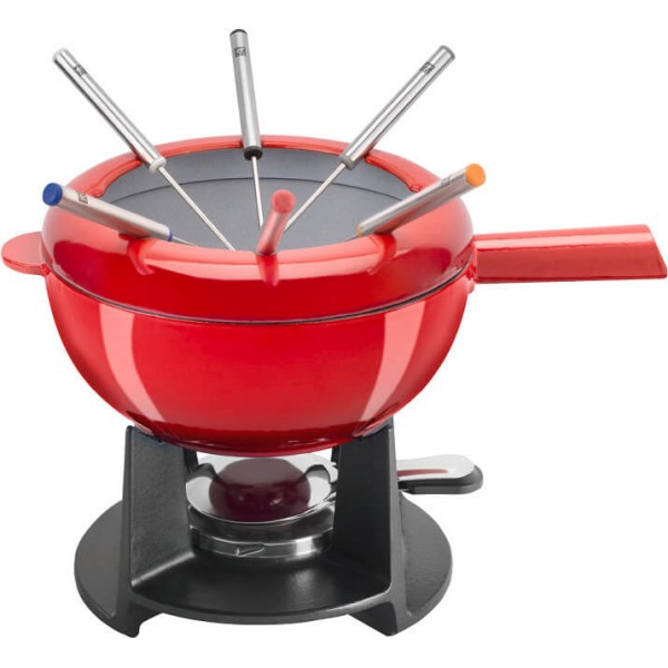 Zestaw do fondue Zwilling 20 cm czerwony do serów i czekolady