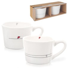 Керамічні кавові та чайні кружки HEART 200 мл набір з 2 кухлів ORION 128863