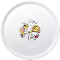 Talerze do pizzy, Traditional, porcelanowe białe, śr. 31 cm, zestaw 6 sztuk – idealne do serwowania pizzy w domu i restauracji