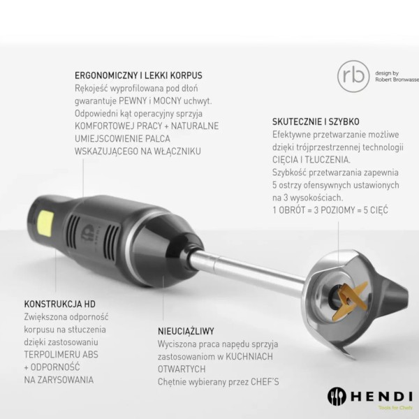 Міксер-блендер Hendi 222157 для приготування страв з регулятором швидкості, 250 Вт