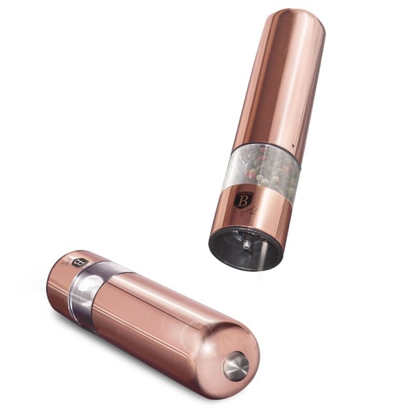 Zestaw młynków elektrycznych Berlinger Haus Rose Gold BH-1905 do soli i pieprzu, idealny do kuchni
