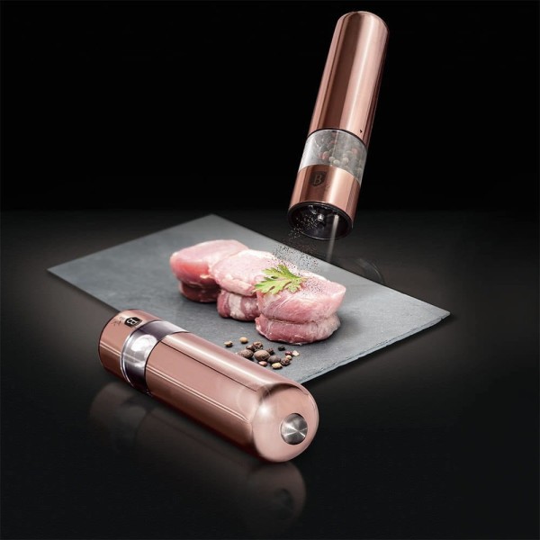 Zestaw młynków elektrycznych Berlinger Haus Rose Gold BH-1905 do soli i pieprzu, idealny do kuchni