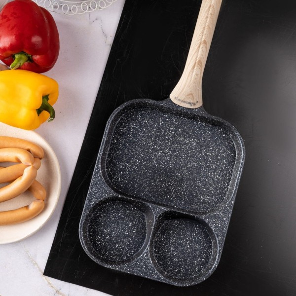 Patelnia Klausberg KB-7827 Marmurkowa 3w1 do jajek, naleśników i placków czarna