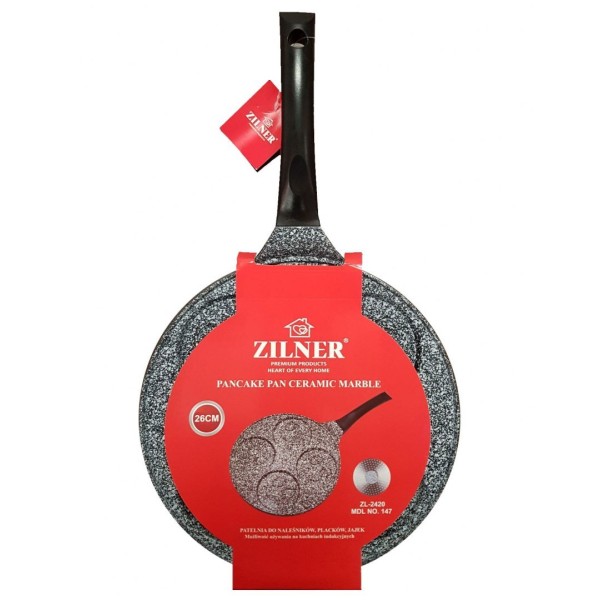 Patelnia do naleśników Zilner ZL-2420 26cm 4 Smileys idealna do smażenia placków i naleśników