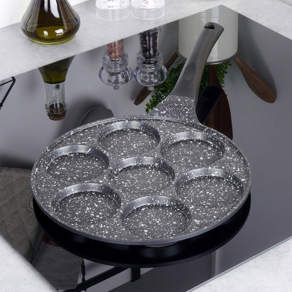 Patelnia do jajek i placków Orion GRANDE 27 cm, granitowa, 7 otworów