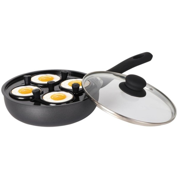 Patelnia marmurowa Kinghoff KH-1806 20cm z wkładem do jajek, idealna do smażenia jajek i innych potraw