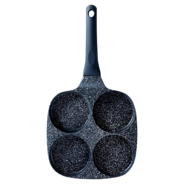 Гранітна сковорода для яєчні та млинців, 4 отвори, BLACK LINE, 19x19 см, VILDE 199054