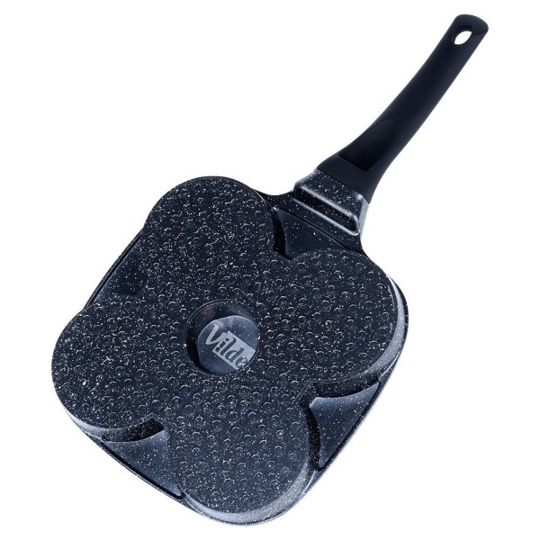 Гранітна сковорода для яєчні та млинців, 4 отвори, BLACK LINE, 19x19 см, VILDE 199054