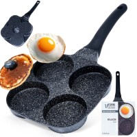 Гранітна сковорода для яєчні та млинців, 4 отвори, BLACK LINE, 19x19 см, VILDE 199054