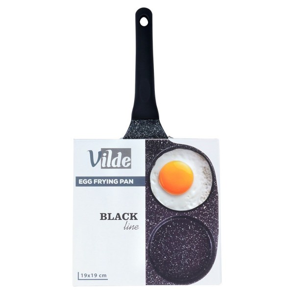 Гранітна сковорода для яєчні та млинців, 4 отвори, BLACK LINE, 19x19 см, VILDE 199054
