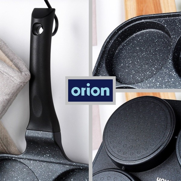 Patelnia do jajek i placków, ORION GRANDE 113211, granitowa 22x22 cm, 4 otwory