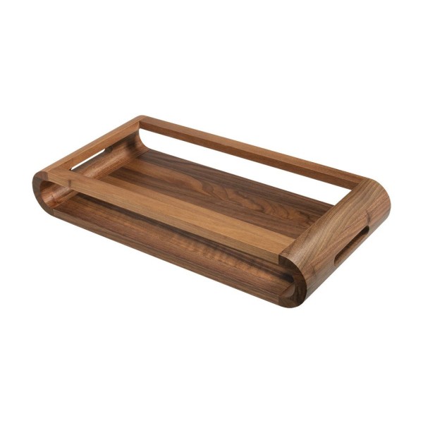 Dwustronna taca ARTELEGNO VASD z drewna orzechowego 21x43 cm do serwowania i dekoracji