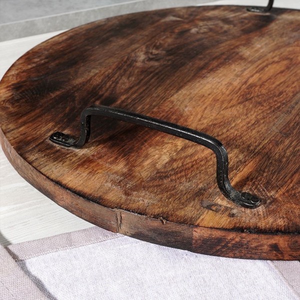 Сервірувальна таця VILDE 259026, дерев'яна з ручками 39 см — для подачі закусок