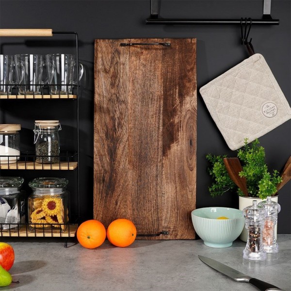 Таріль для подачі, VILDE 259024, дерев'яна тaca 56×29.6 см з ручками для закусок