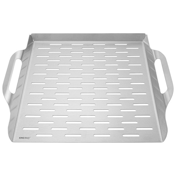 Піднос для грилю, KingHoff KH-1917, глибокий 37×31×4.6 см, нержавіюча сталь, для подачі та готування на грилі