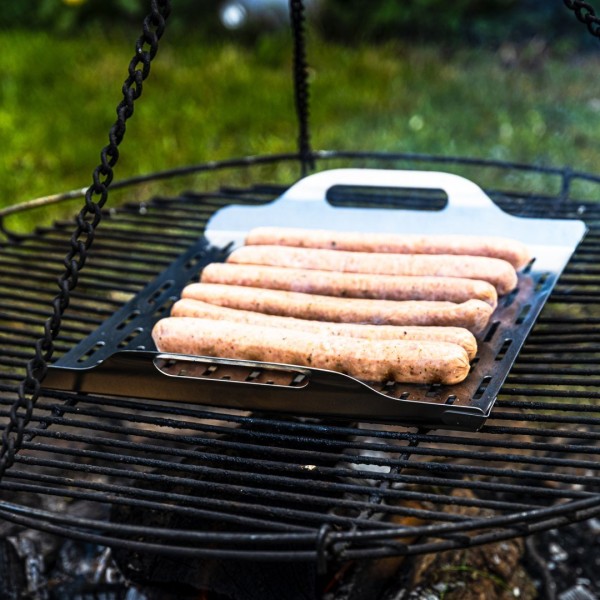 Піднос для грилю, KingHoff KH-1917, глибокий 37×31×4.6 см, нержавіюча сталь, для подачі та готування на грилі