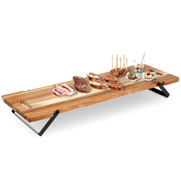 Сервірувальна дошка, Excellent Houseware, дерев'яна на ніжках 67,5×19,5×7,5 см — для подачі закусок