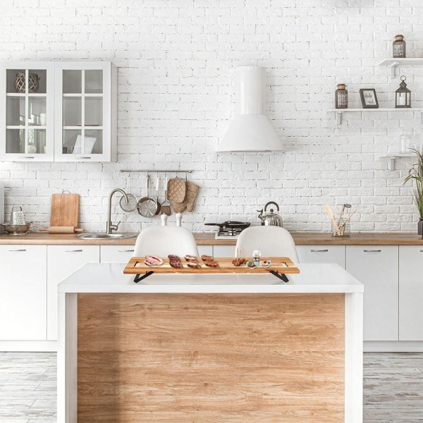 Сервірувальна дошка, Excellent Houseware, дерев'яна на ніжках 67,5×19,5×7,5 см — для подачі закусок