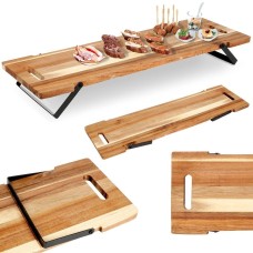 Сервірувальна дошка, Excellent Houseware, дерев'яна на ніжках 67,5×19,5×7,5 см — для подачі закусок