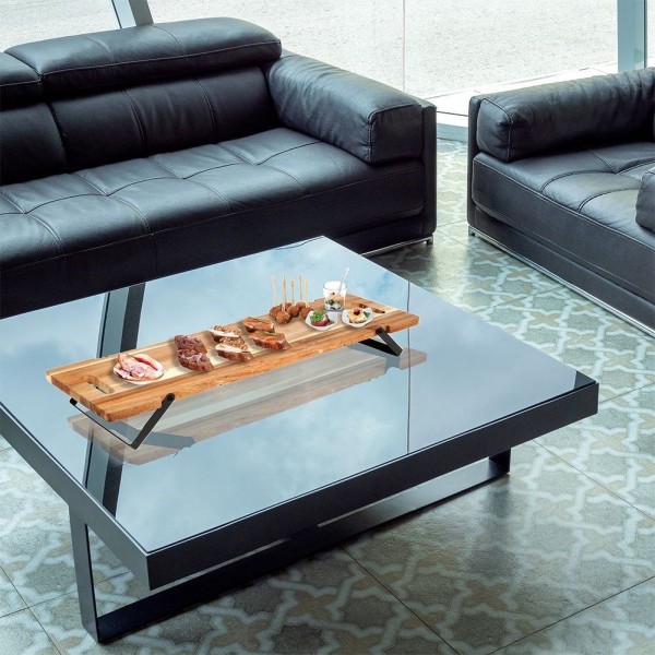 Сервірувальна дошка, Excellent Houseware, дерев'яна на ніжках 67,5×19,5×7,5 см — для подачі закусок