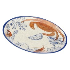 Duża taca okrągła ROSE&TULIPANI Ocean Life z melaminy 42 cm do serwowania napojów i przekąsek
