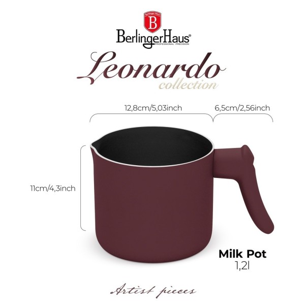 Garnek do mleka, BerlingerHaus Leonardo BH-8045, 1,2 l, do podgrzewania mleka