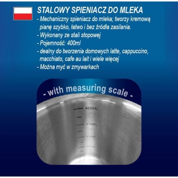 Spieniacz do mleka Zilner ZL-8704, 400ml do kremowej pianki do kawy