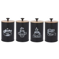 Набір контейнерів Brunbeste BB-2681 для зберігання кави, чаю, цукру та солі 16x9,5 см (з написами польською)