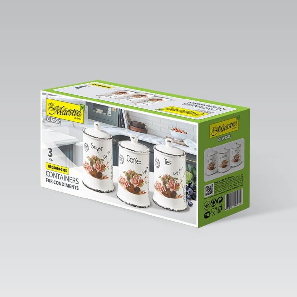 Pojemniki do kawy i herbaty Maestro MR-20050-03CS ceramiczne zestaw 3 sztuk