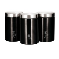 Pojemniki na kawę i herbatę Berlinger Haus Black Silver zestaw 3 sztuk BH-6296