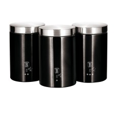 Pojemniki na kawę i herbatę Berlinger Haus Black Silver zestaw 3 sztuk BH-6296