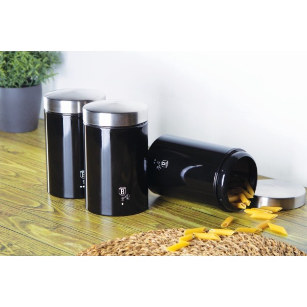 Pojemniki na kawę i herbatę Berlinger Haus Black Silver zestaw 3 sztuk BH-6296