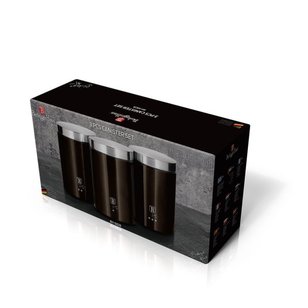 Набір кухонних контейнерів Berlinger Haus Shiny Black BH-6828 для зберігання кави та чаю