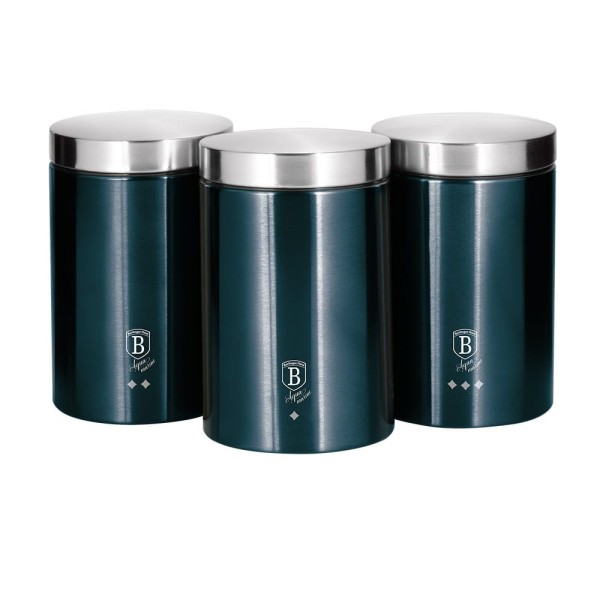 Pojemniki kuchenne Berlinger Haus Aquamarine Metallic Line BH-6271, zestaw 3 sztuk do przechowywania żywności