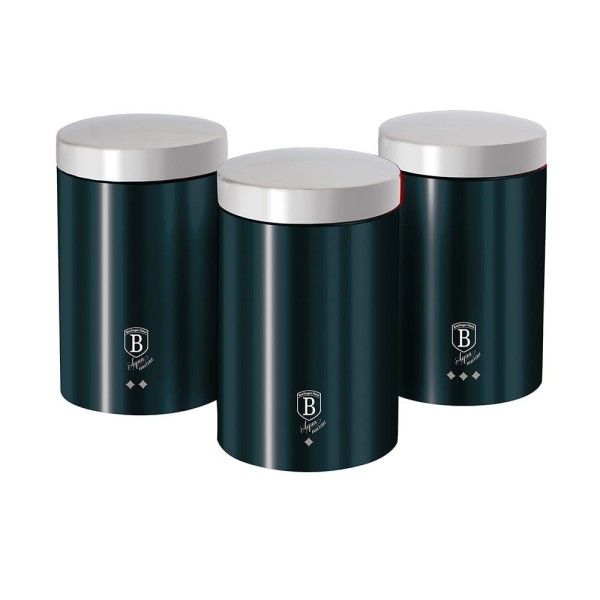Pojemniki kuchenne Berlinger Haus Aquamarine Metallic Line BH-6271, zestaw 3 sztuk do przechowywania żywności