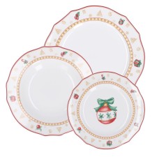Zestaw talerzy La Porcellana Bianca Christmas Edition 3 sztuki dla 2 osób na świąteczne posiłki